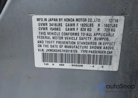 2017 Honda Fit Lx from USA, damaged, VIN JHMGK5H57HS018726